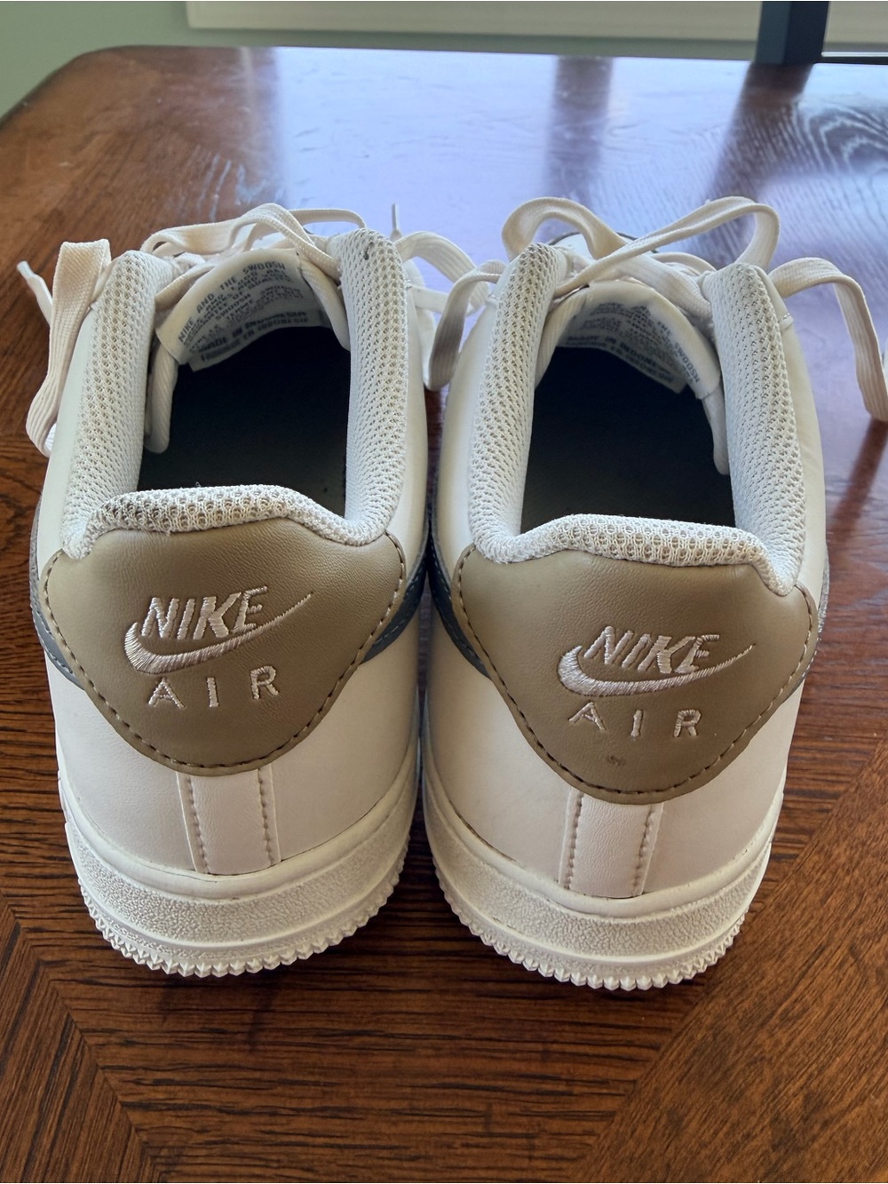 Nike Kids White Air Force 1 Sneakers with Grey Swoosh - Picture 2 of 10